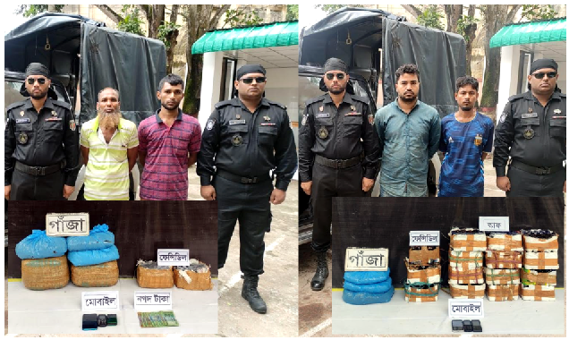 কুমিল্লায় স্কাফ, গাঁজা ও ফেন্সিডিল’সহ ৪ মাদক ব্যবসায়ী গ্রেফতার